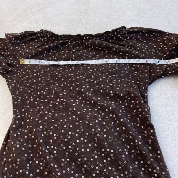 American Eagle Y2K Floral Print Top Womens Sz XS Brown Long Sleeve Fairy Grunge - Picture 8 of 11